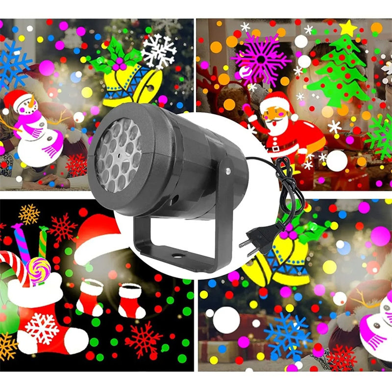 Outdoor LED Snowflake Christmas Projector – 16 Patterns Light Show