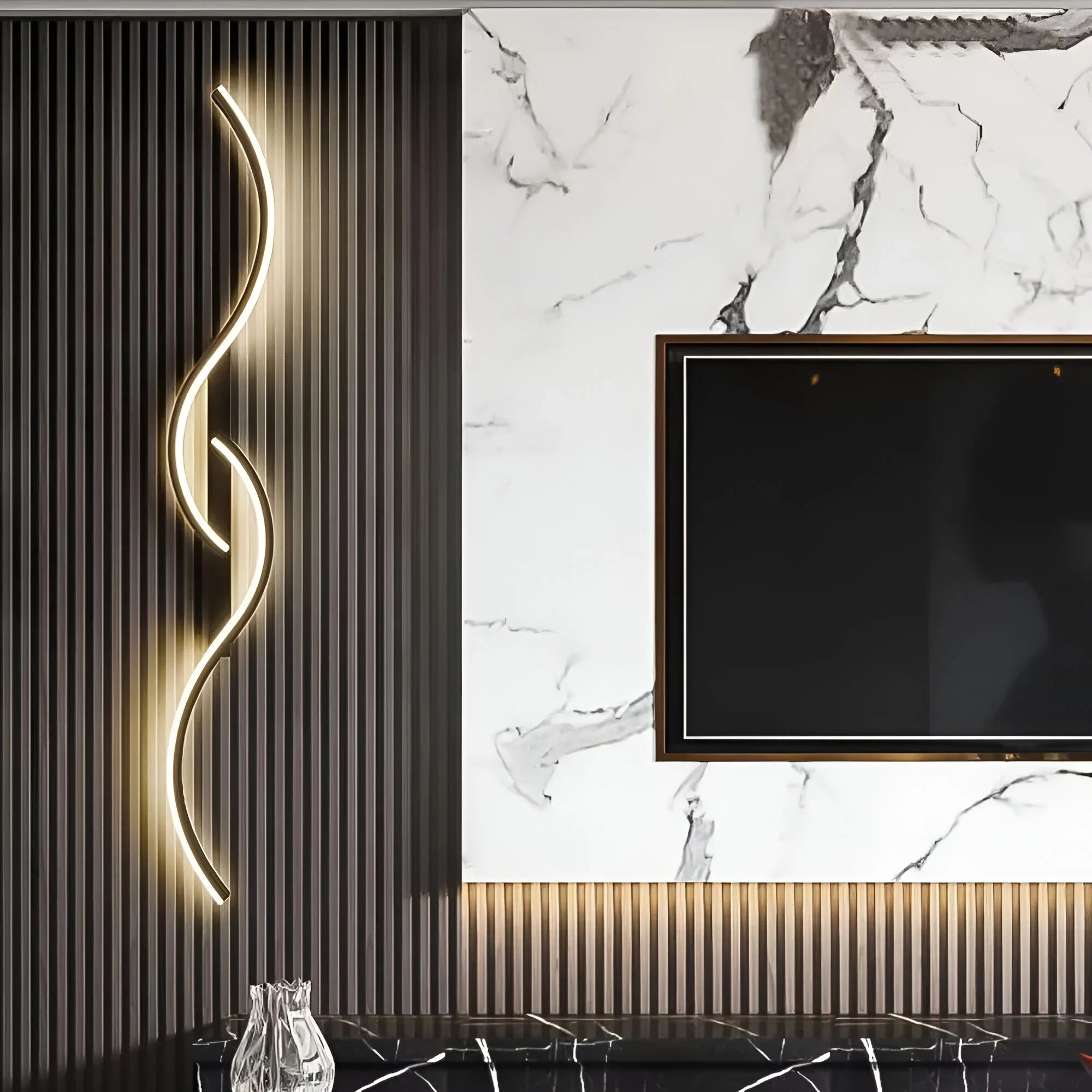 Curved LED Wall Light – Modern Indoor Ambient Plug-In & Contemporary