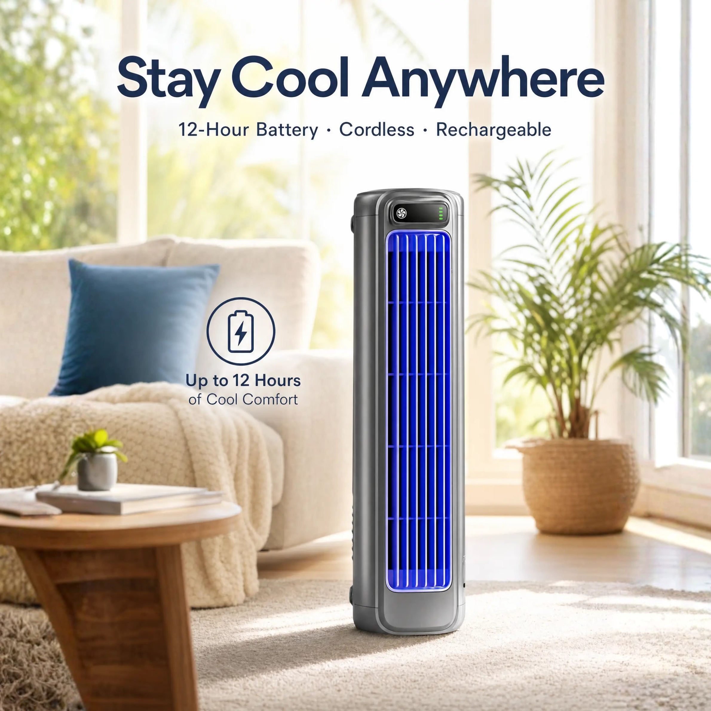 Portable Rechargeable Air Conditioner – 12-Hour Battery AirWave & Quiet