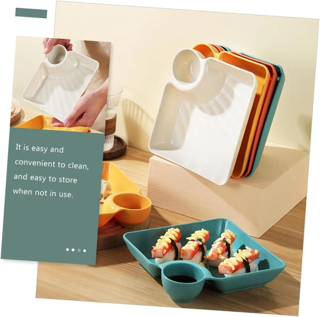 Dipping Plate with Sauce Compartment – Stackable & No-Drip Design