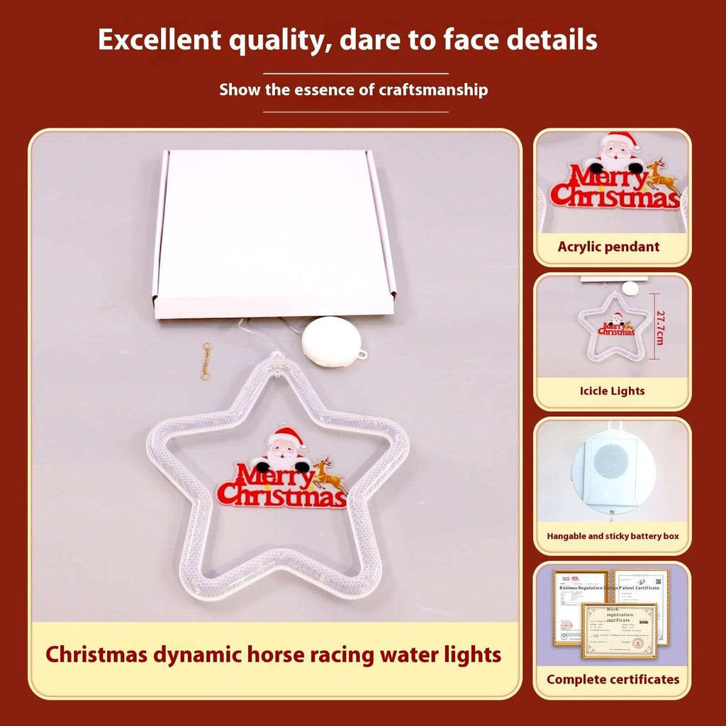 LED Christmas Marquee Star Pendant Light – Battery Operated Hanging Decoration