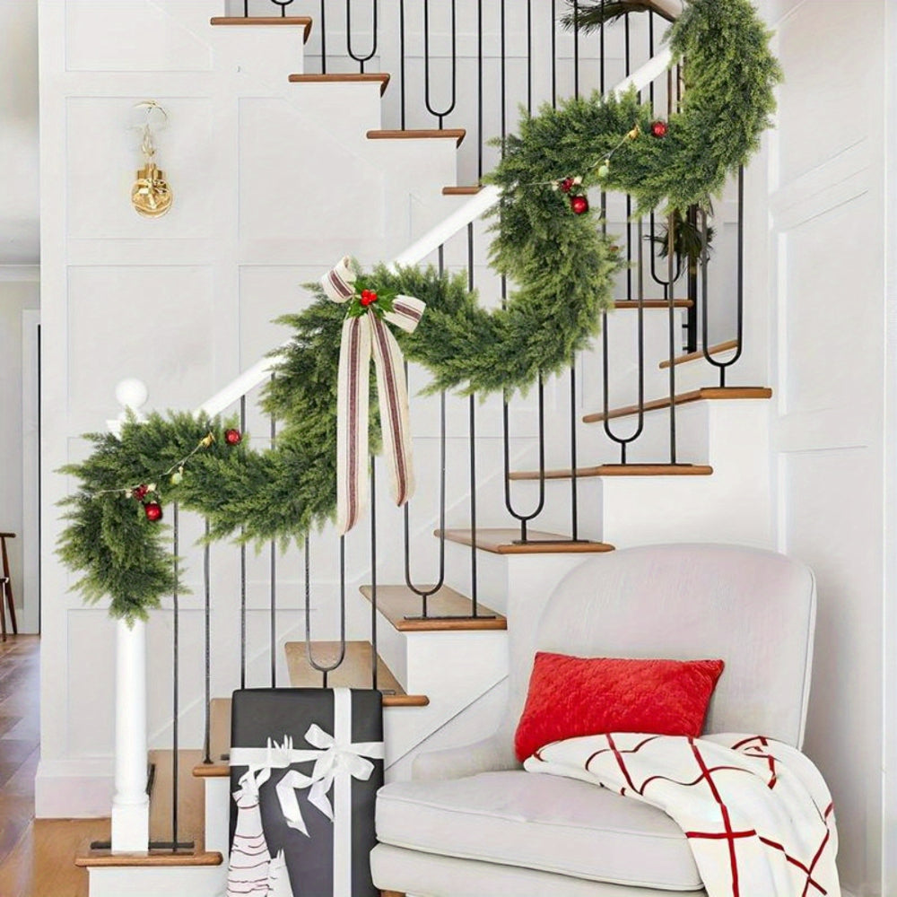 Artificial Greenery Christmas Garland – Art Deco Mantle and Stair Trim, 2 Pack