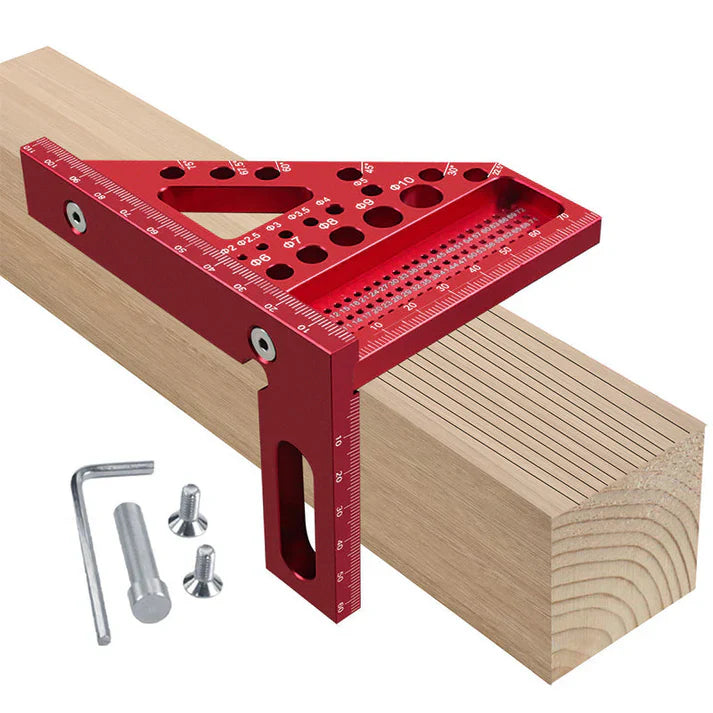 Aluminium Woodworking Square – Drill Guide Holes &amp; 90° &amp; 45° Angles