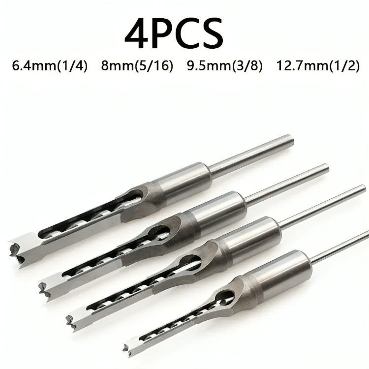 Square Hole Drill Bit Set – Precision Stainless Steel Woodworking