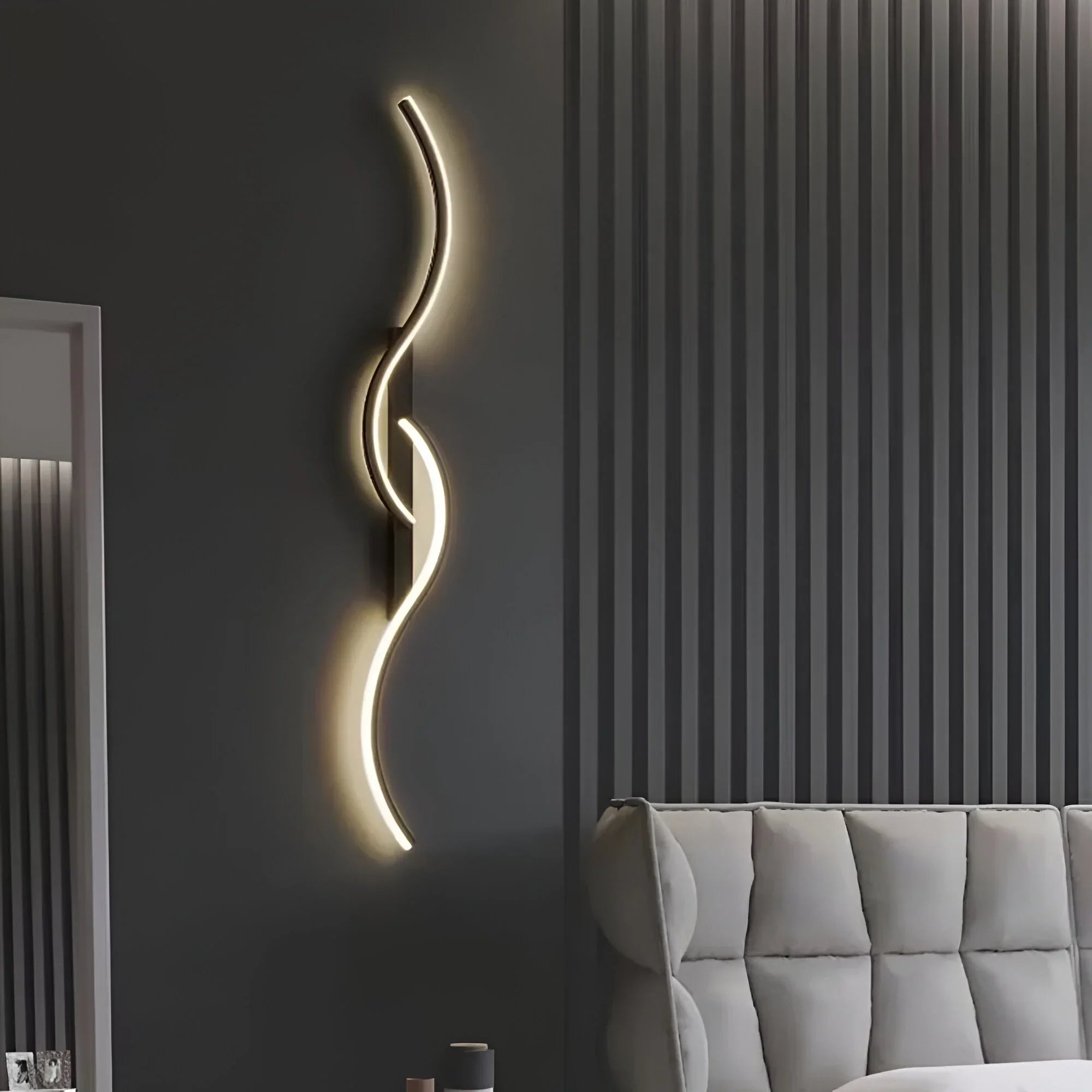 Curved LED Wall Light – Modern Indoor Ambient Plug-In & Contemporary