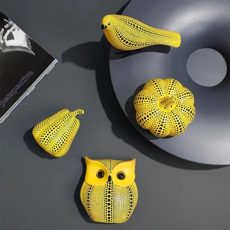 Yellow Resin Decorative Figurine Collection