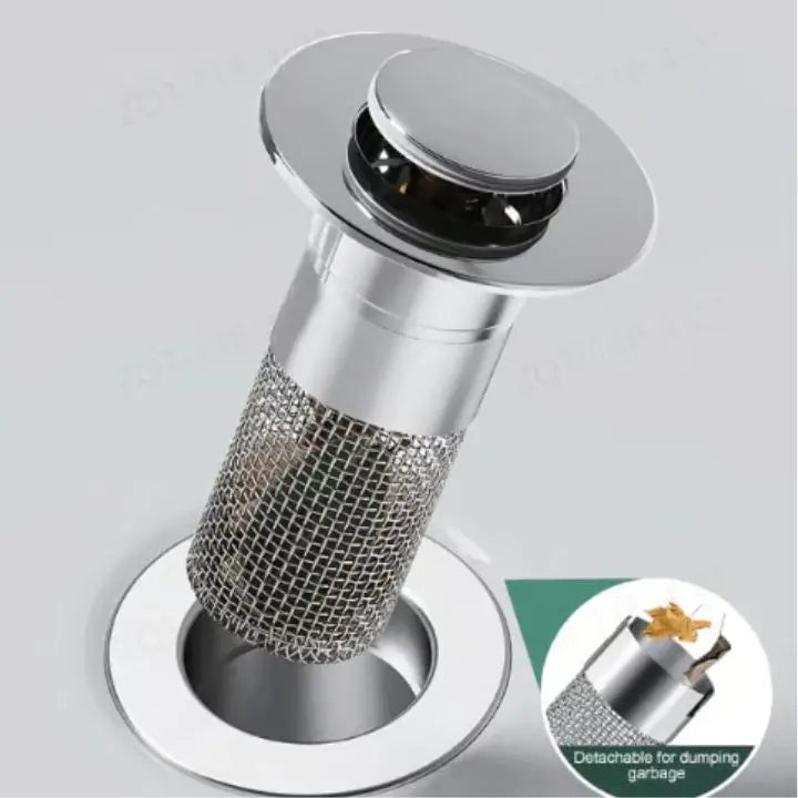 Drain Strainer with Pop-Up Function – Blockage Prevention, Easy Install & Stainless