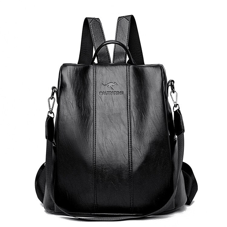 Theft-Proof Leather Backpack for Women – Vintage Style Anti-Theft Travel Bag
