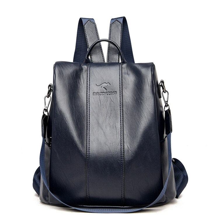 Theft-Proof Leather Backpack for Women – Vintage Style Anti-Theft Travel Bag