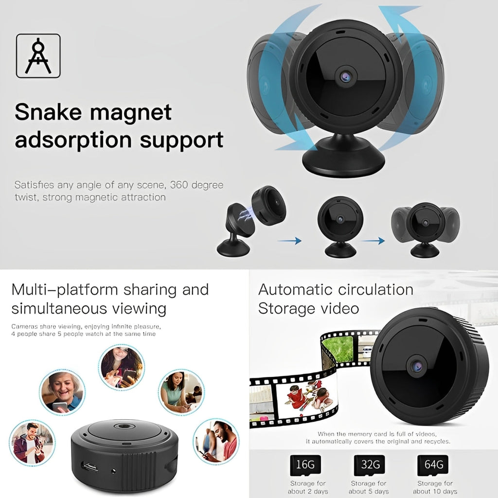 1080P HD Mini WiFi Camera with IR Night Vision - Home Security & Baby Monitor