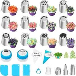 Flower Piping Nozzle Set – Effortless Cake Decoration, 12 Tip Shapes & Reusable