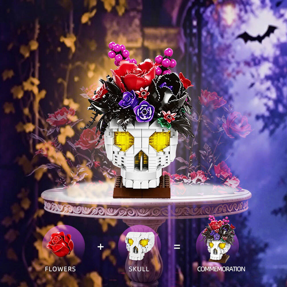 551-Piece Skull and Flower Building Block Set