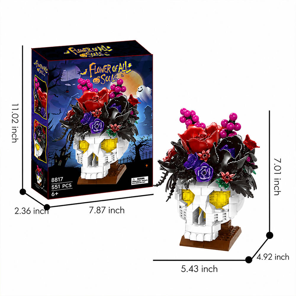 551-Piece Skull and Flower Building Block Set