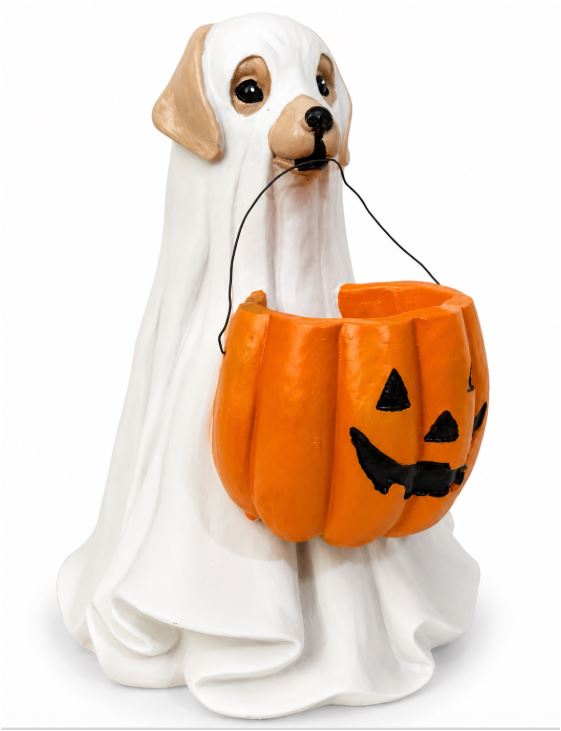 Resin Pumpkin Puppy Garden Figurine