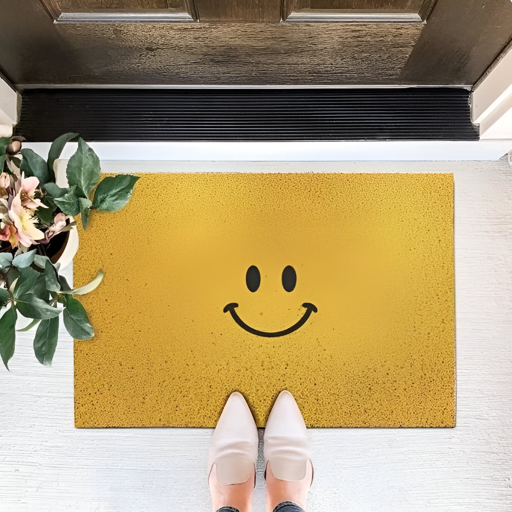 Smiley Print Doormat – Non-Slip PVC &amp; Quick-Drying 40x60cm