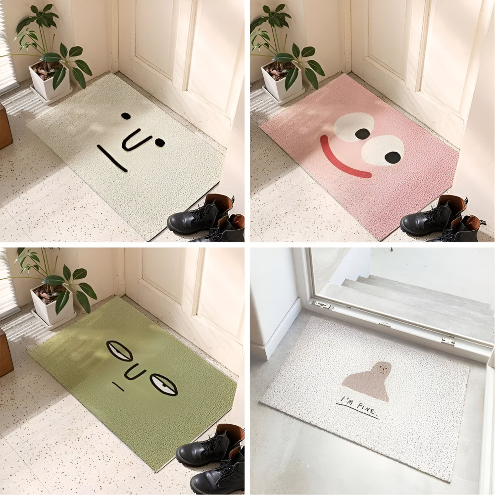 Smiley Print Doormat – Non-Slip PVC &amp; Quick-Drying 40x60cm