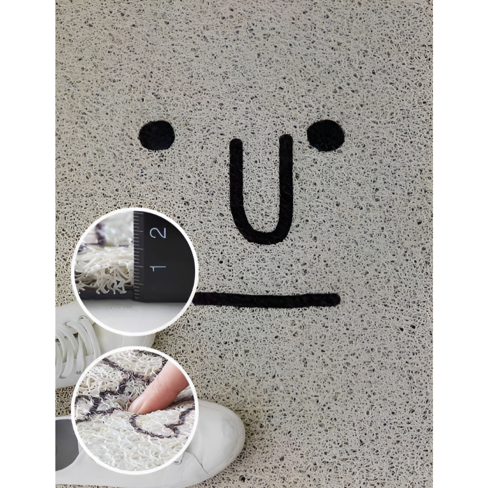 Smiley Print Doormat – Non-Slip PVC &amp; Quick-Drying 40x60cm