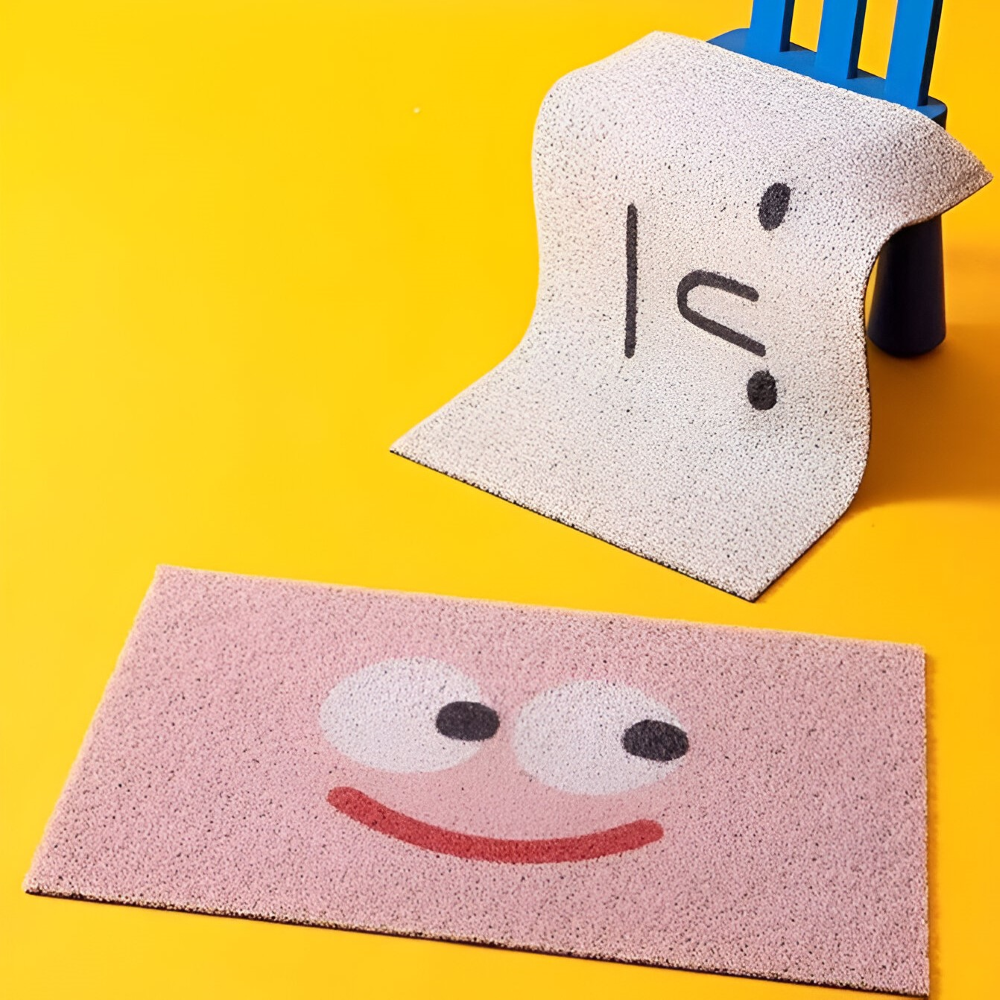 Smiley Print Doormat – Non-Slip PVC &amp; Quick-Drying 40x60cm