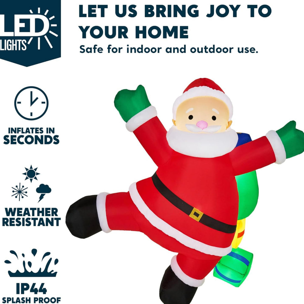 Inflatable Climbing Santa with LED Lights – Outdoor Christmas Decoration