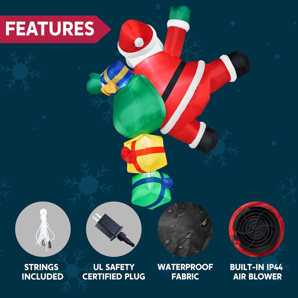 Inflatable Climbing Santa with LED Lights – Outdoor Christmas Decoration
