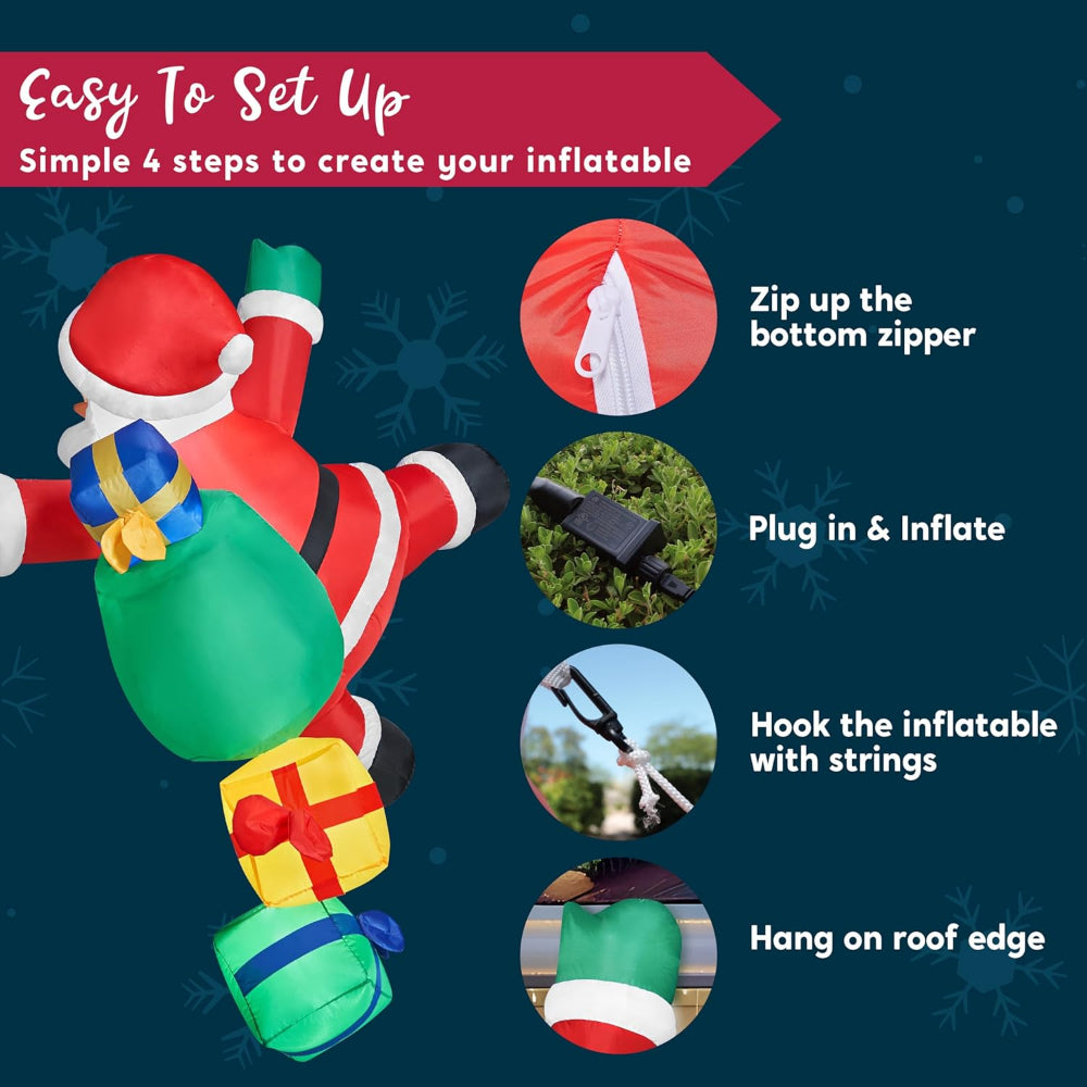 Inflatable Climbing Santa with LED Lights – Outdoor Christmas Decoration