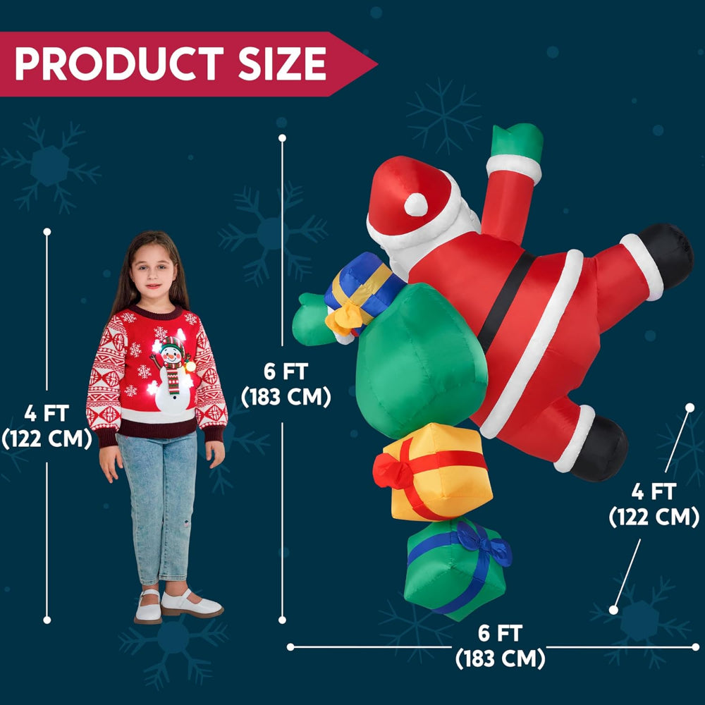 Inflatable Climbing Santa with LED Lights – Outdoor Christmas Decoration