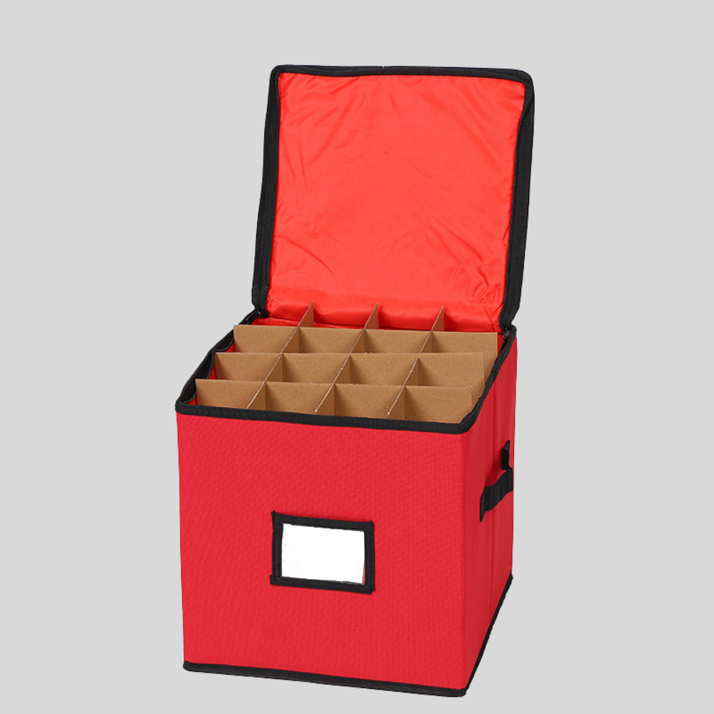 Christmas Ornament Storage Box with Adjustable Dividers and Viewing Window