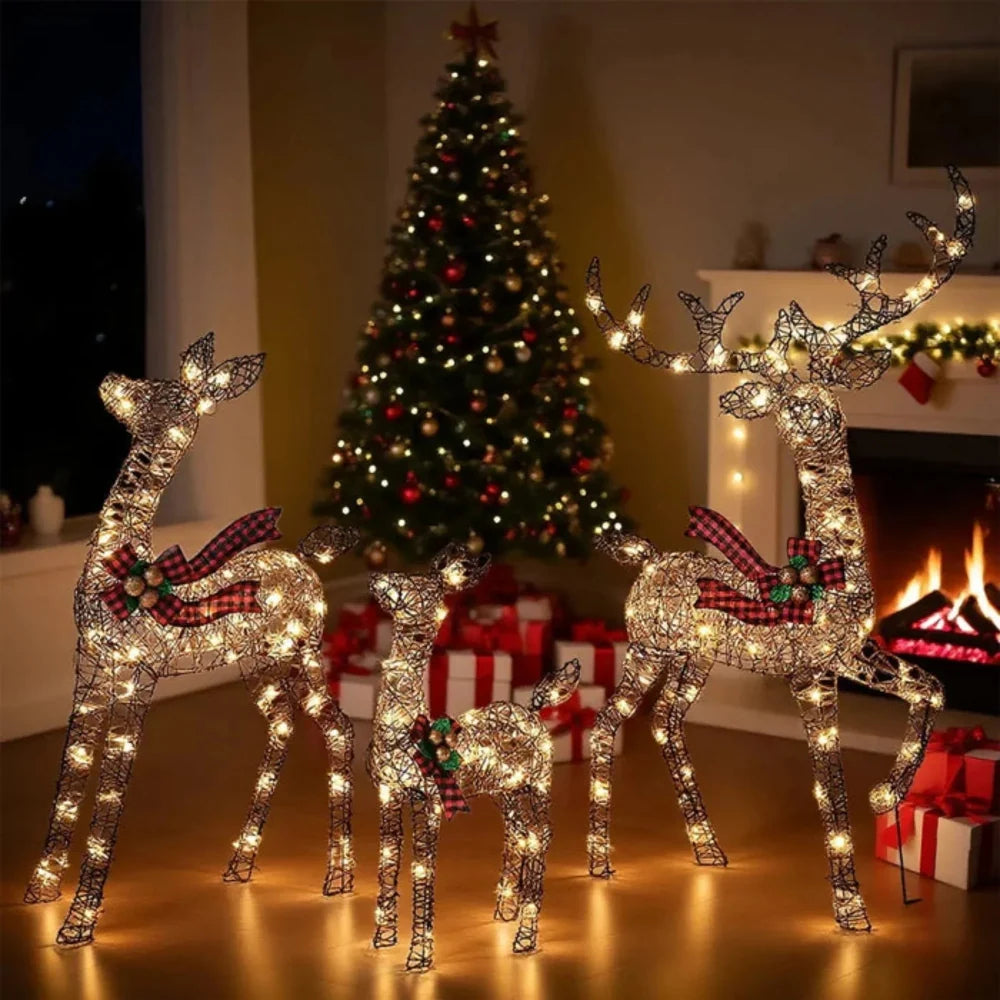 LED Reindeer Christmas Decoration with Lighted Frame