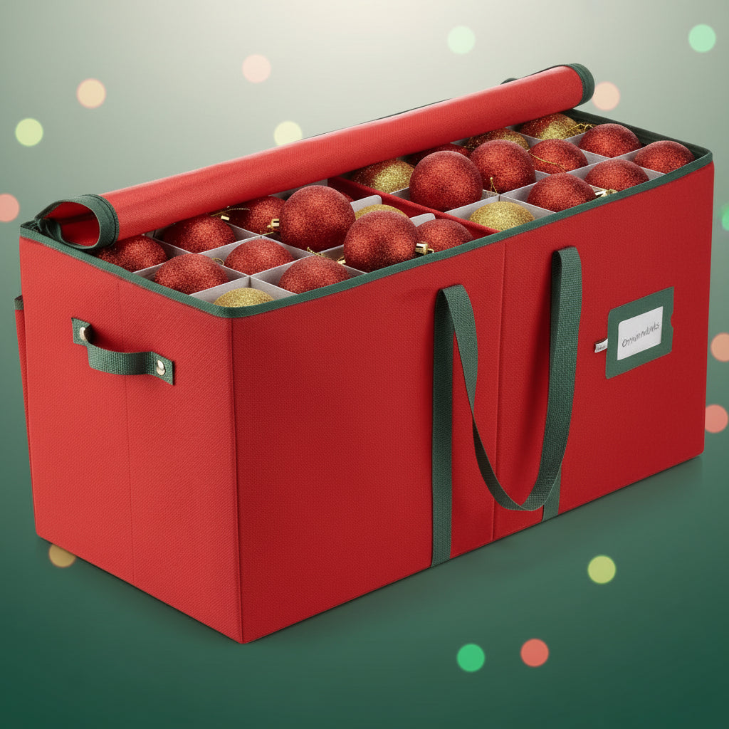 Christmas Ornament Storage Box with Dividers – 54 to 128 Ornaments