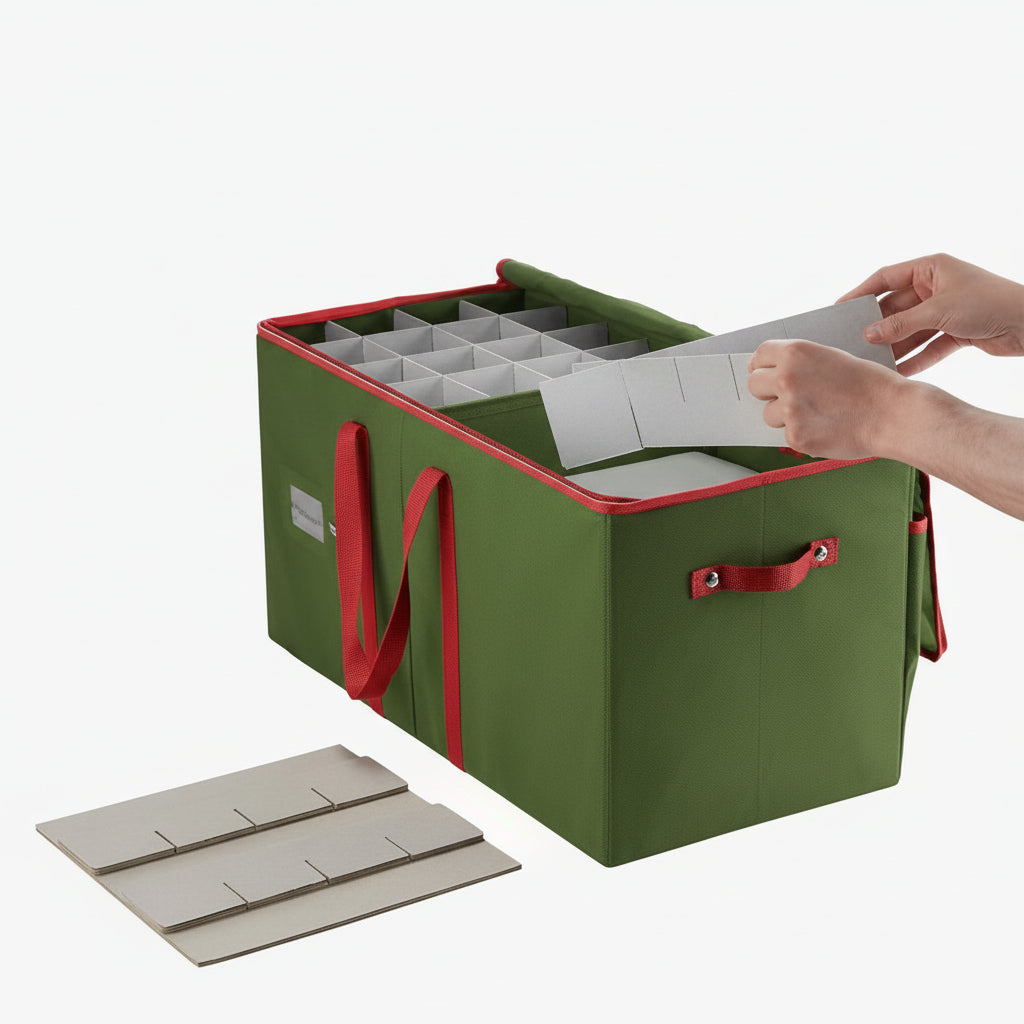 Christmas Ornament Storage Box with Dividers – 54 to 128 Ornaments