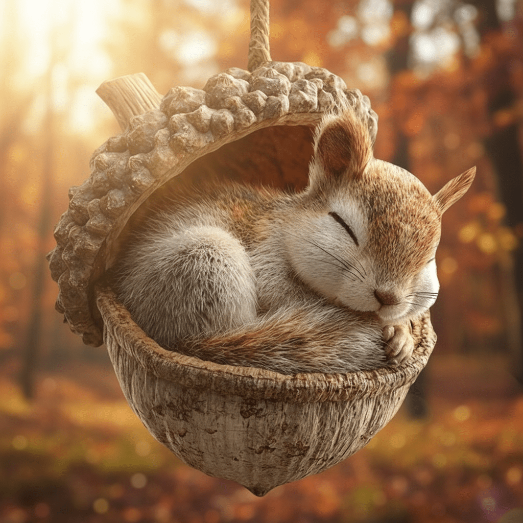 Woodland Animal Acorn Christmas Tree Ornaments – Handcrafted Plush
