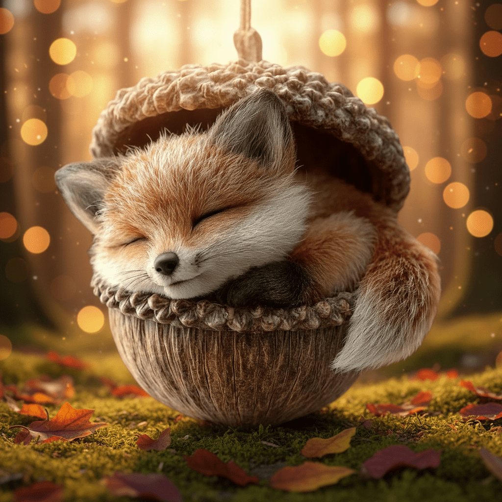 Woodland Animal Acorn Christmas Tree Ornaments – Handcrafted Plush