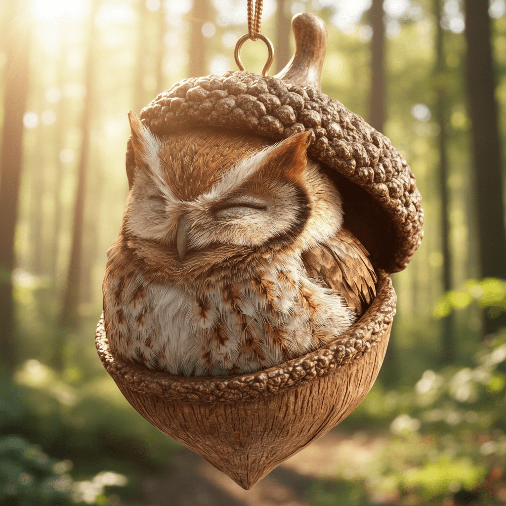 Woodland Animal Acorn Christmas Tree Ornaments – Handcrafted Plush