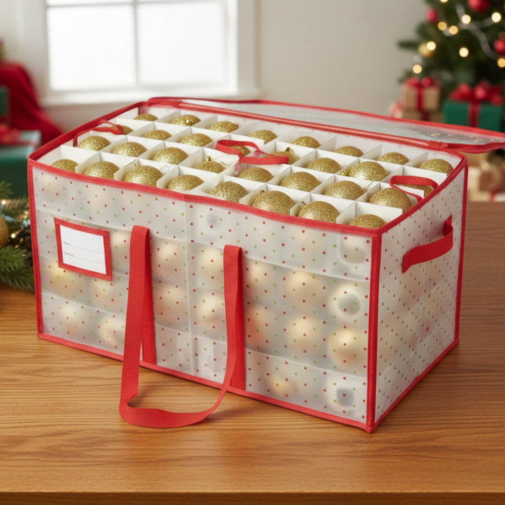 Large Zippered Christmas Ornament Storage Organizer – Dual-Sided Case