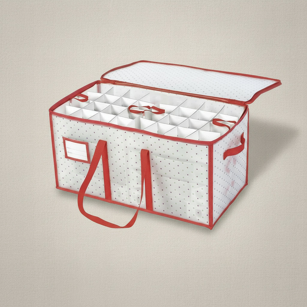 Large Zippered Christmas Ornament Storage Organizer – Dual-Sided Case