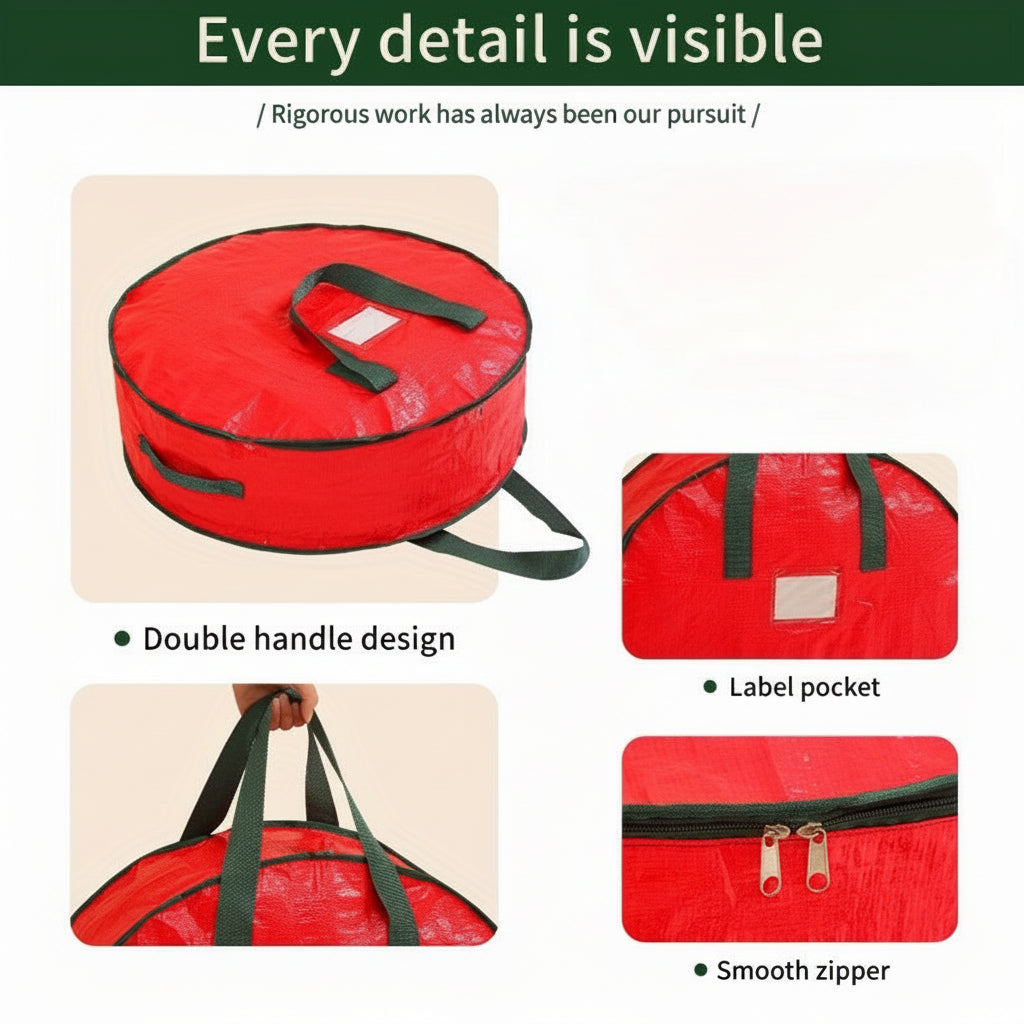Christmas Ornament Storage Bag – Polyester Organizer with Dividers