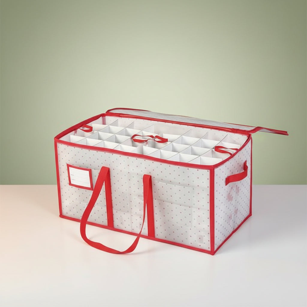 Large Zippered Christmas Ornament Storage Organizer – Dual-Sided Case