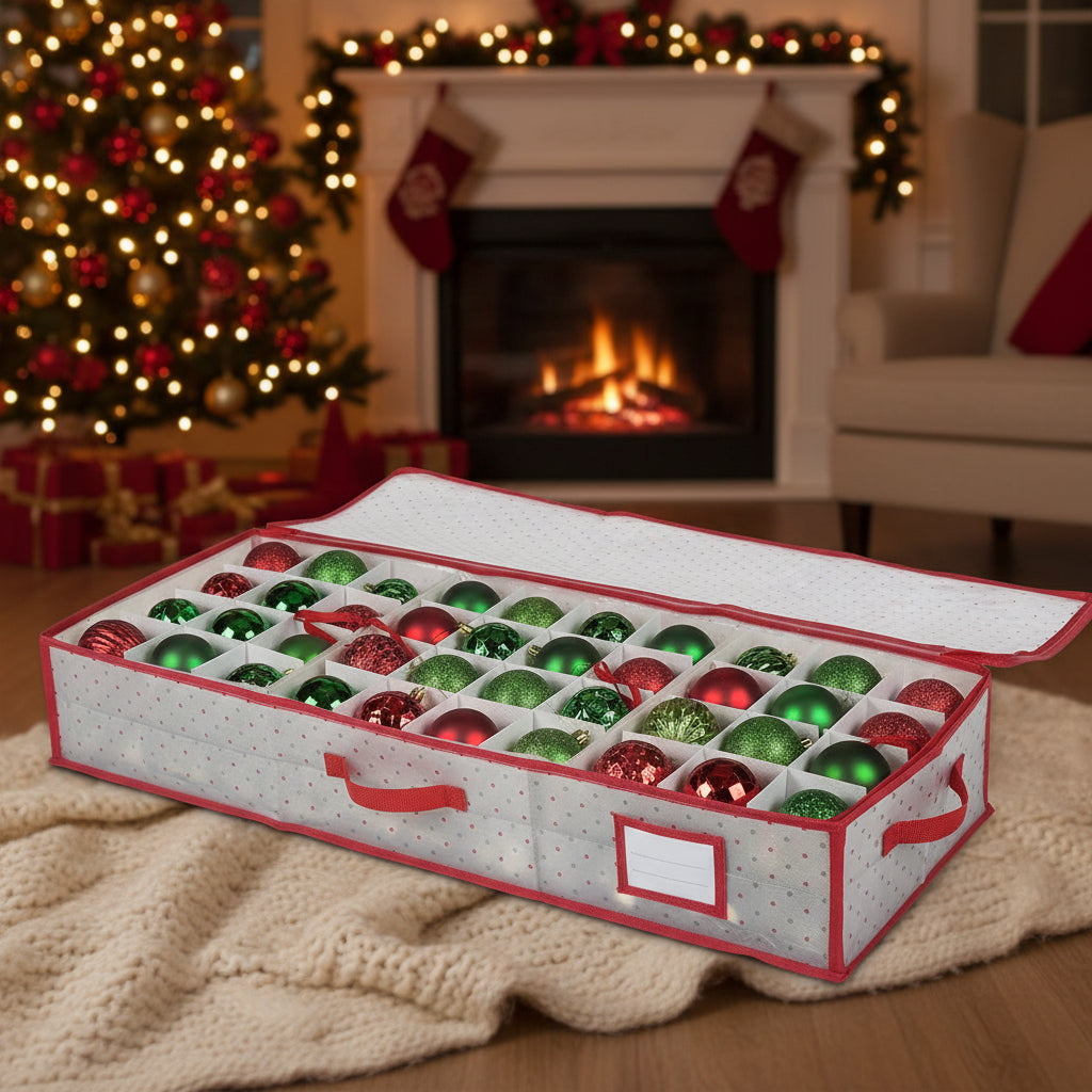 Large Zippered Christmas Ornament Storage Organizer – Dual-Sided Case
