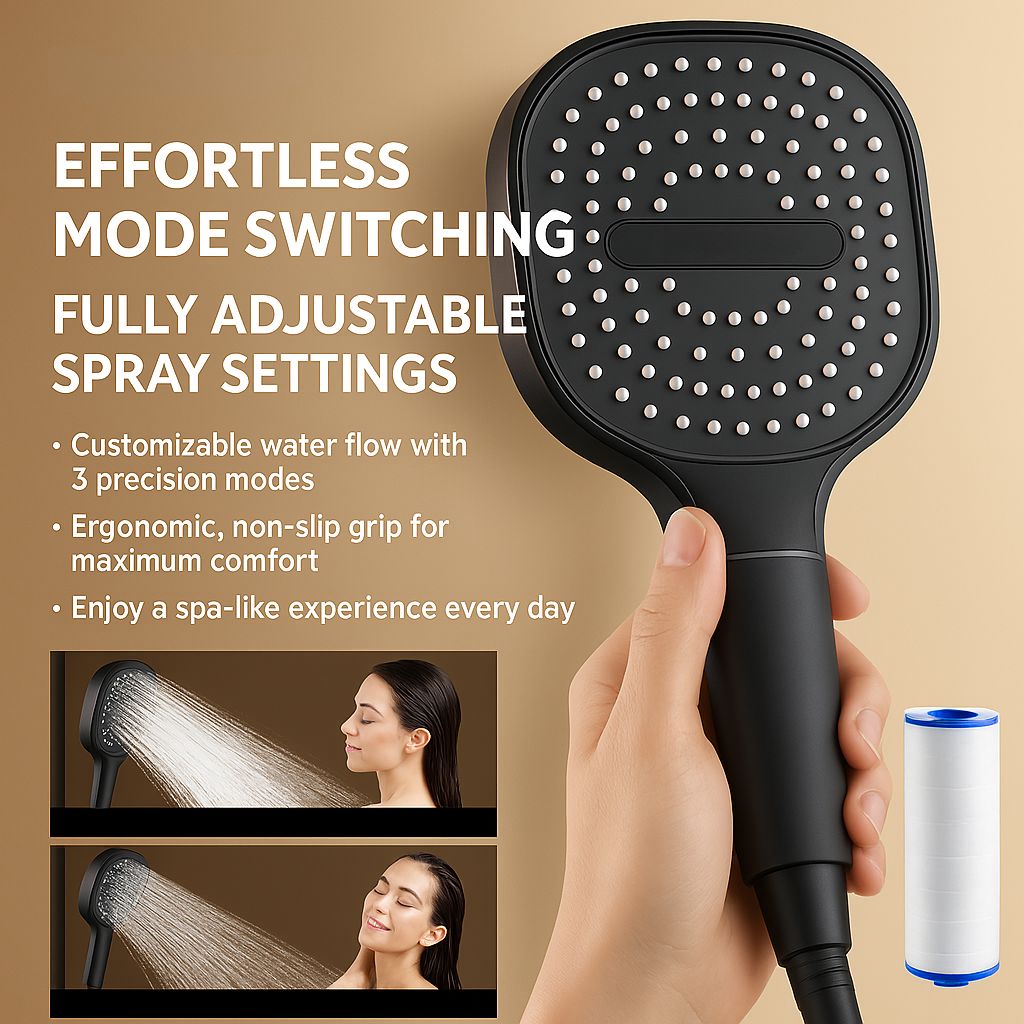 High-Pressure Shower Head – Turbo Boost Technology & Water Filtration