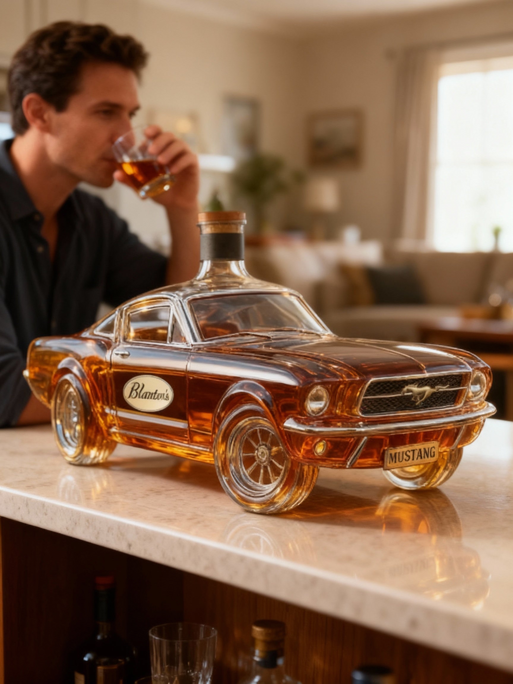 Mustang Car Whiskey Decanter – Glass Collectible Home Bar & Gift