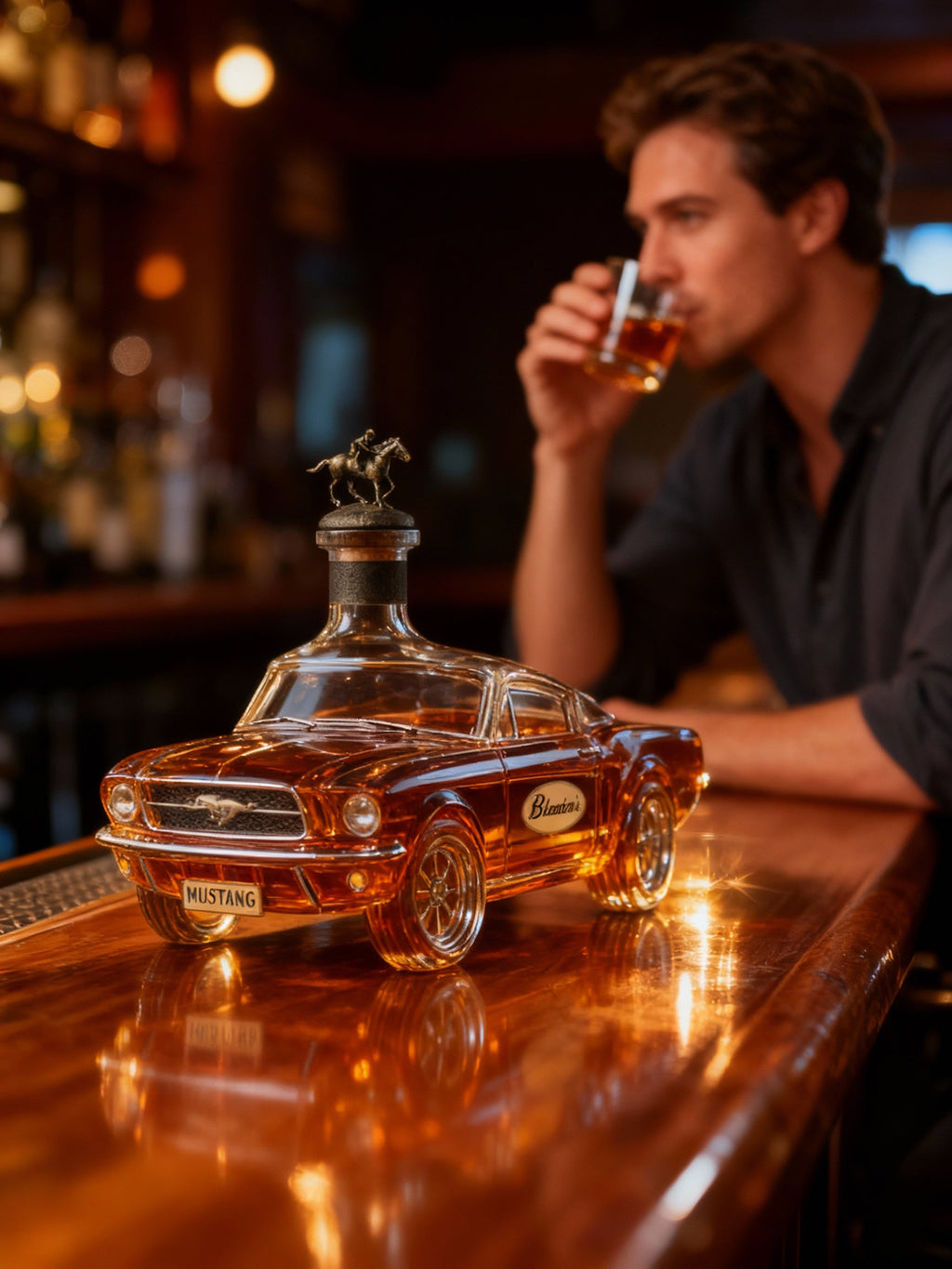 Mustang Car Whiskey Decanter – Glass Collectible Home Bar & Gift