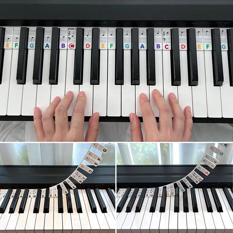 Removable Piano Keyboard Note Labels – Color-Coded Learning Stickers