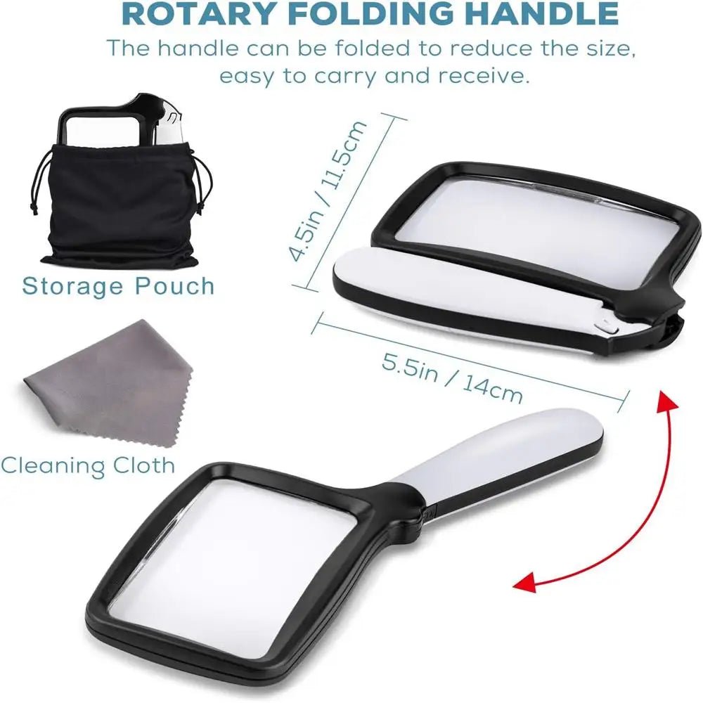 LED Handheld Magnifier - Illuminated Lens for Reading Fine Print Effortlessly