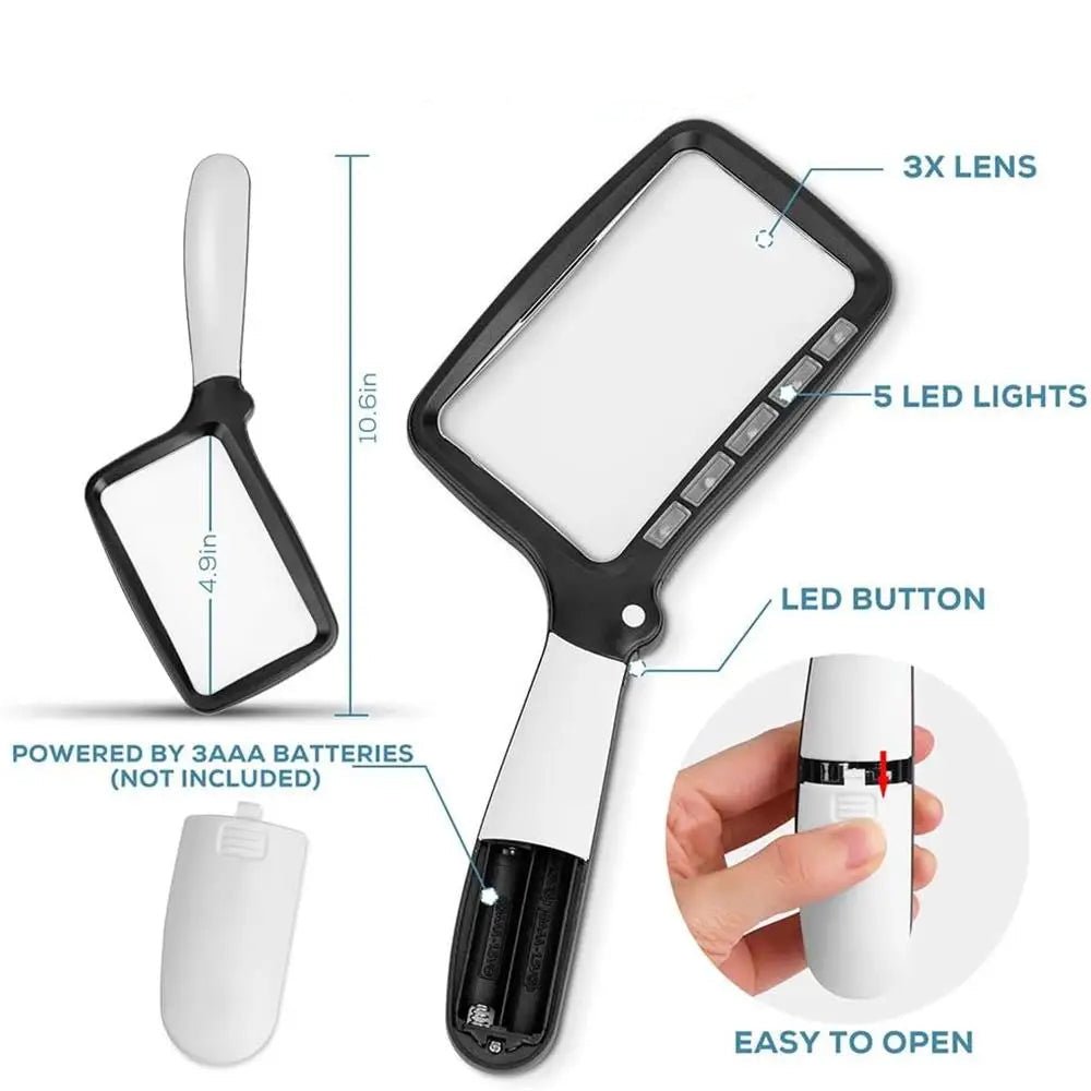 LED Handheld Magnifier - Illuminated Lens for Reading Fine Print Effortlessly