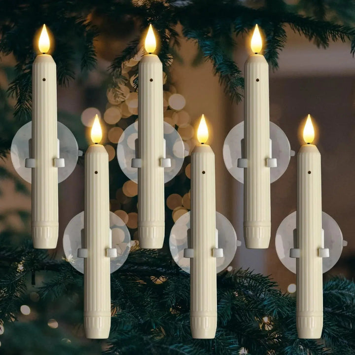 LED Window Candles 6-Pack – Dusk Sensor Realistic Flame & Flameless Safety