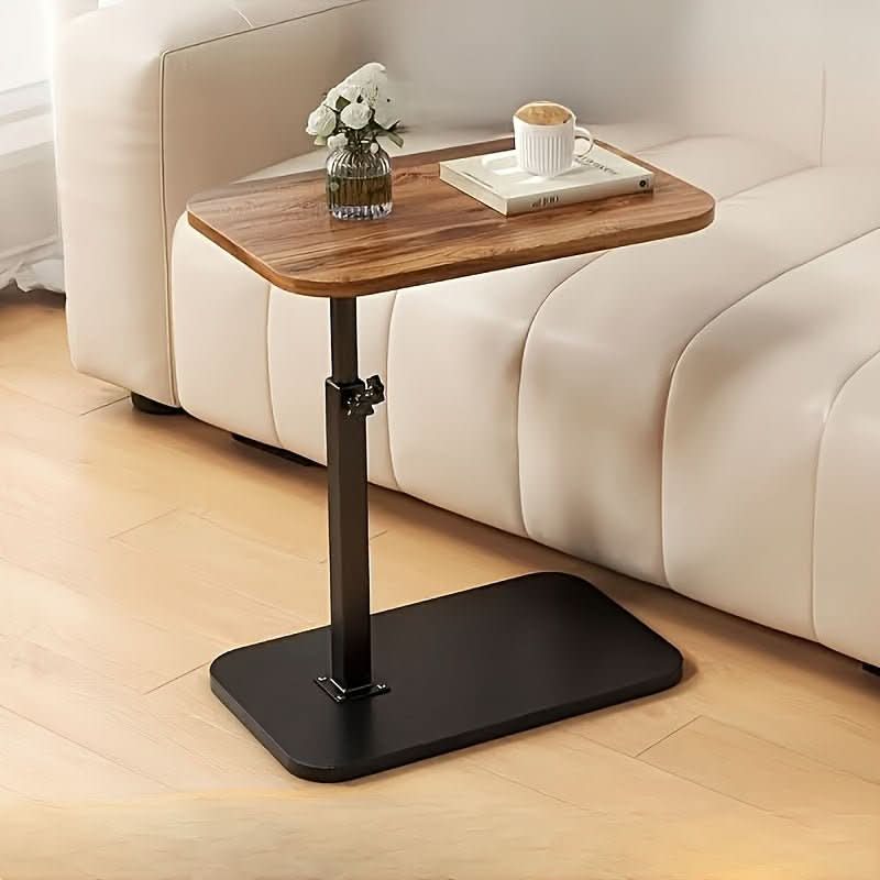 Height-Adjustable Side Table – Wood Top, Metal Frame & Bedroom-Ready