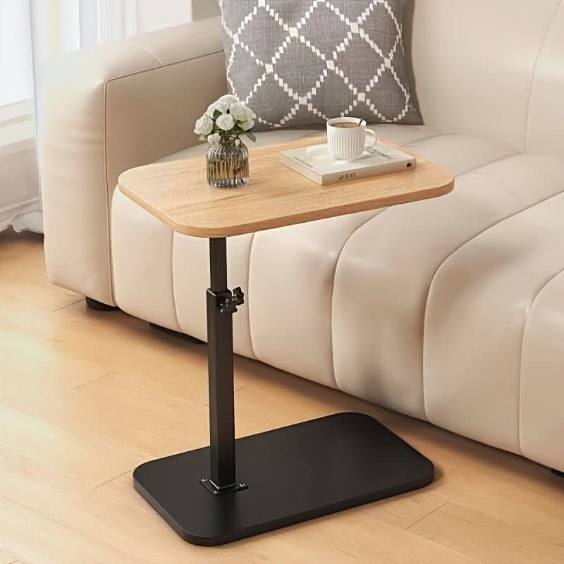 Height-Adjustable Side Table – Wood Top, Metal Frame & Bedroom-Ready