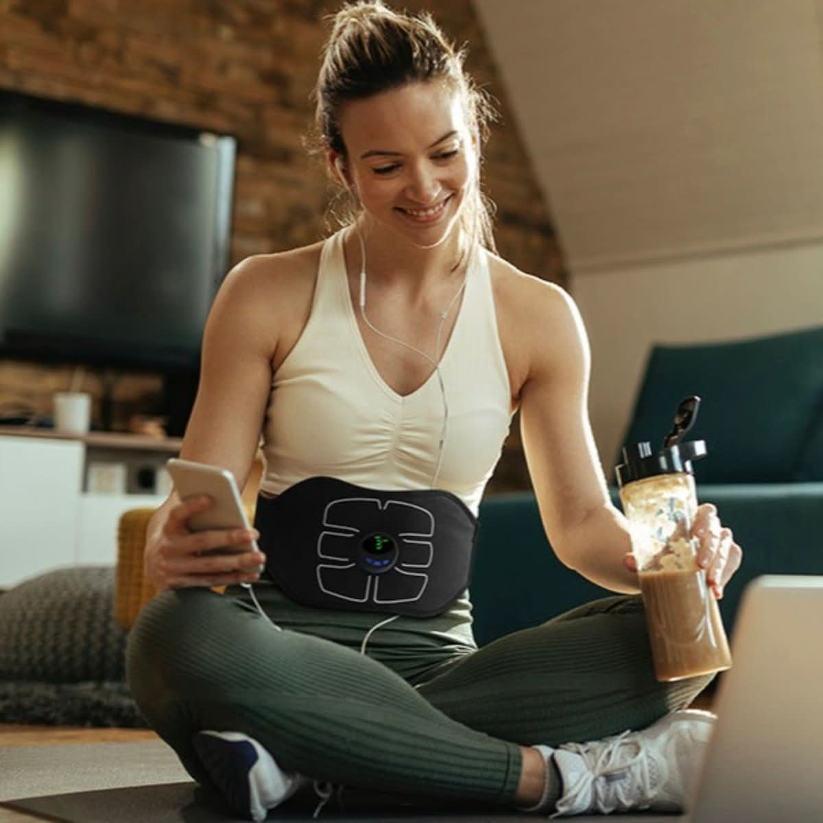 EMS Abdominal Belt - 6 Training Modes, USB Rechargeable Muscle Stimulator