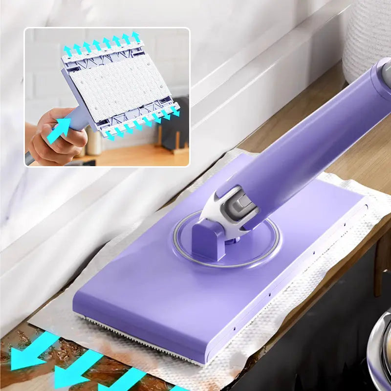 Hands-Free Cleaning Mop – No Bending Floor Cleaner & Wet Wipe Compatible
