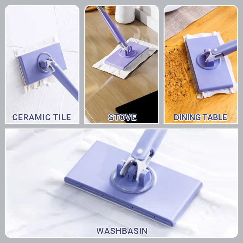 Hands-Free Cleaning Mop – No Bending Floor Cleaner & Wet Wipe Compatible
